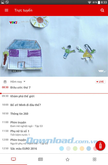 Giao diện chính của VTVgo Euro 2016