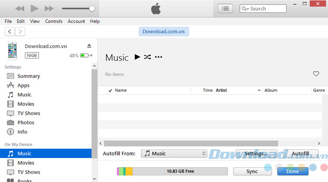 Quản lý các file media trên iPhone với iTunes 