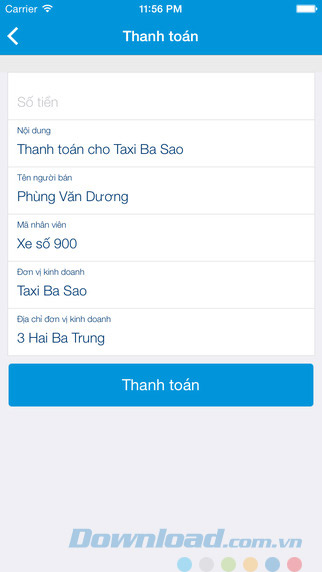 Giao diện thanh toán