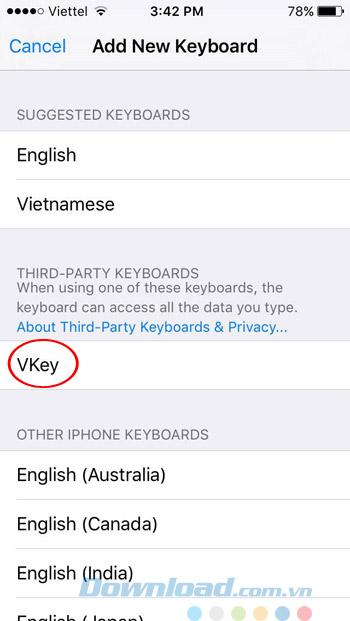 Chọn VKey