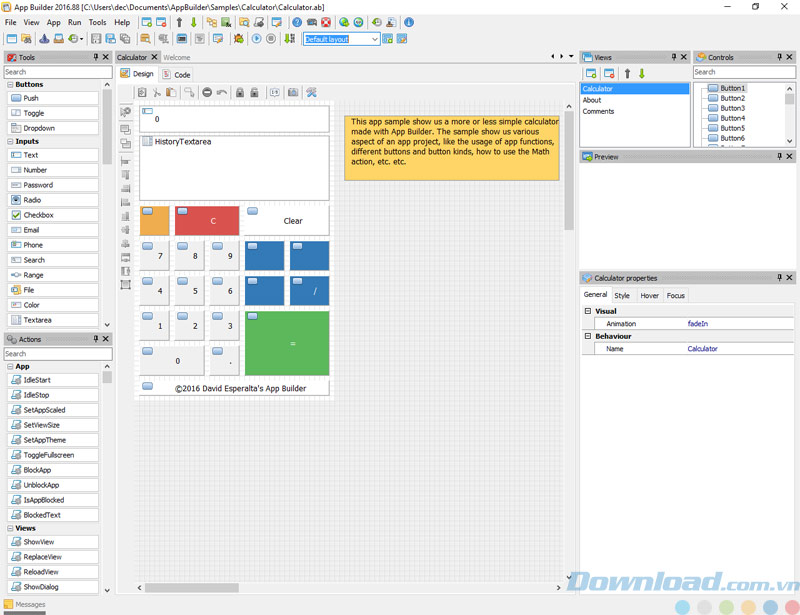 Giao diện của App Builder