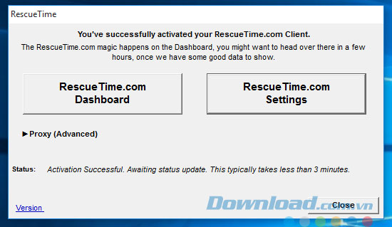 Các lựa chọn trên phần mềm Client