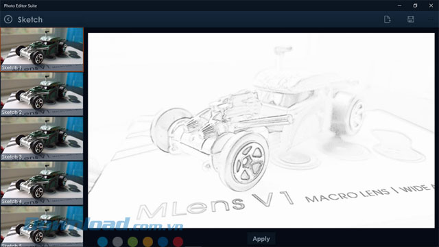 Giao diện ứng dụng Photo Editor Suite