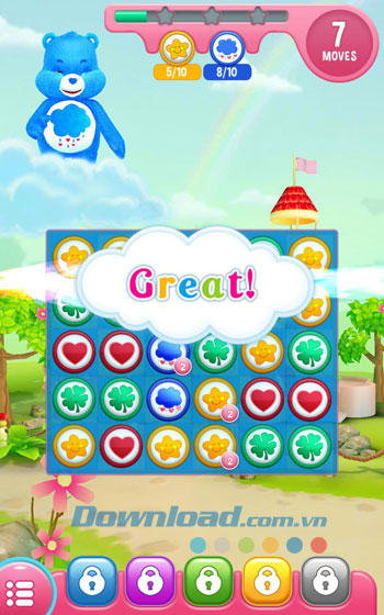 Hiệu ứng đặc biệt trong game Care Bears Belly Match 