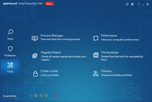 Công cụ hỗ trợ bạn trong Spentura Smart Security Free