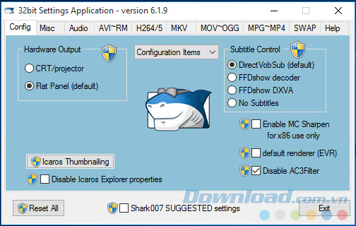 Giao diện của Advanced Codecs Giao diện của Advanced Codecs