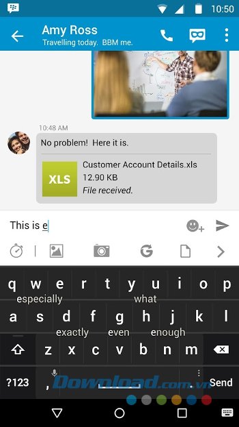 Giao diện bàn phím BlackBerry Keyboard