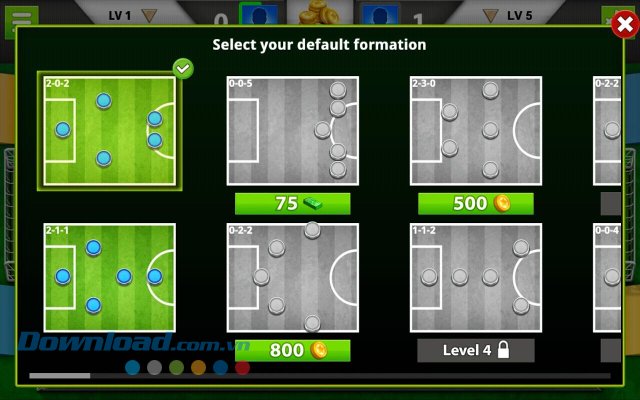Lựa chọn đội hình ra sân trong game Soccer Stars 