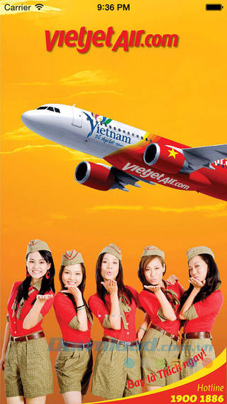 Giao diện chính của VietJet Air
