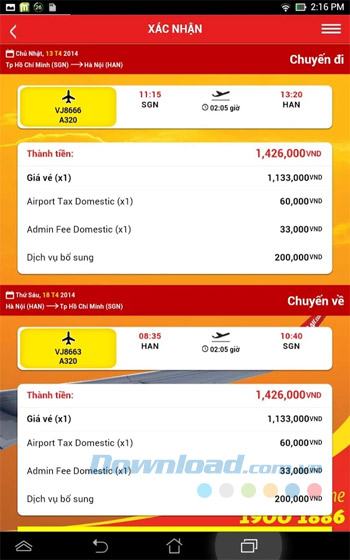 Xác nhận chuyến bay