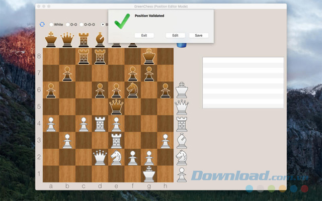 Thay đổi vị trí trong GreenChess cho Mac