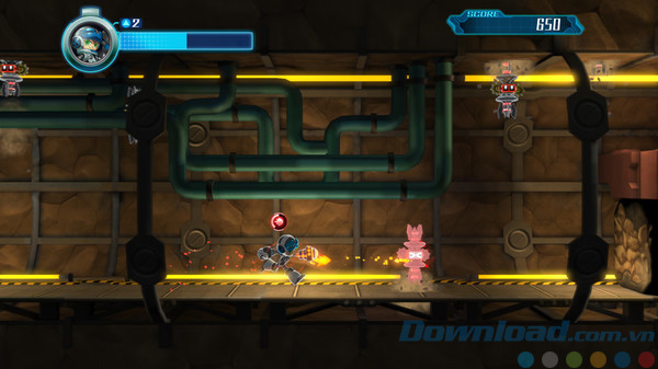 Một cảnh chiến đấu trong game Mighty No. 9