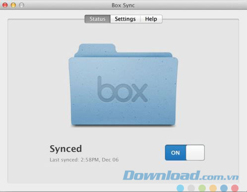 Giao diện ứng dụng Box Sync
