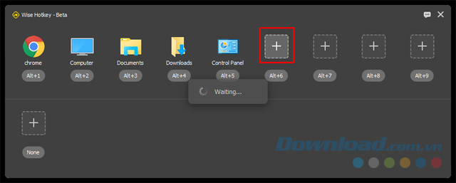 Thêm ứng dụng, thư mục, web cần đặt phím tắt 