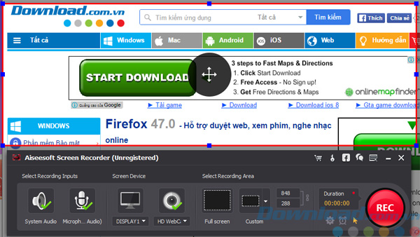 Giao diện của Aiseesoft Screen Recorder