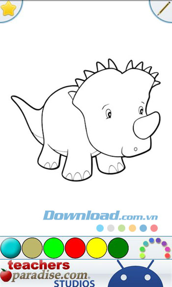 Giao diện sử dụng ứng dụng Dinosaurs Coloring Book