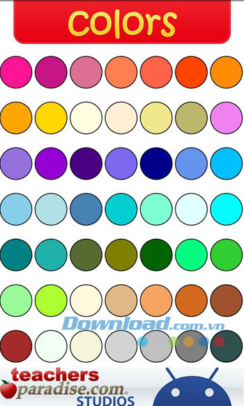 Giao diện sử dụng ứng dụng Dinosaurs Coloring Book