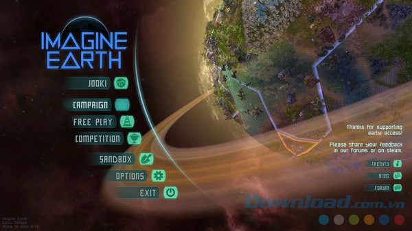 Main menu của Imagine Earth Main menu của Imagine Earth