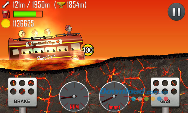Giao diện chơi game Hill Climb Racing trên Android