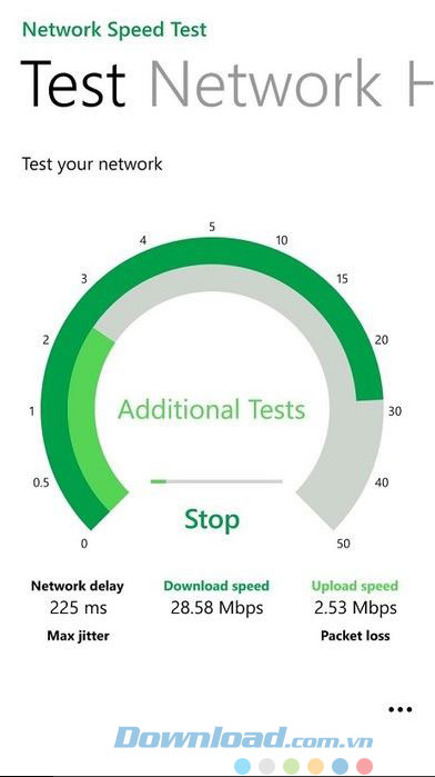 Giao diện ứng dụng Network Speed Test