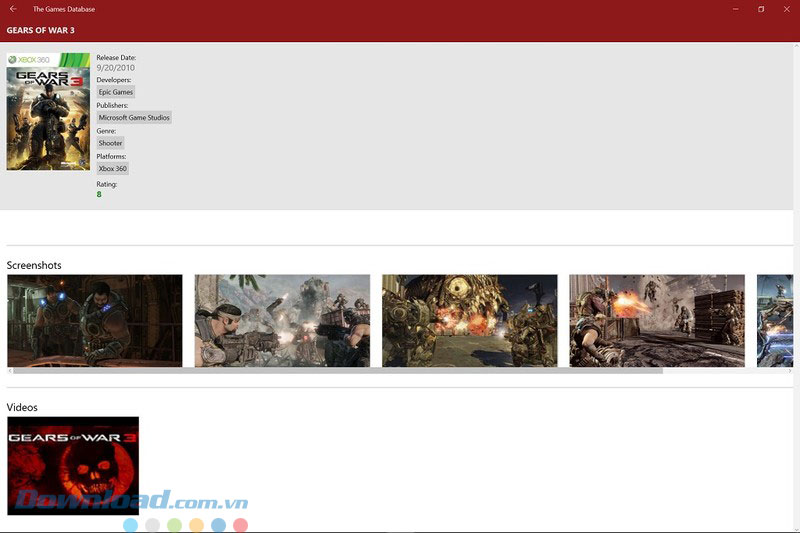 Giao diện ứng dụng The Games Database Giao diện ứng dụng The Games Database