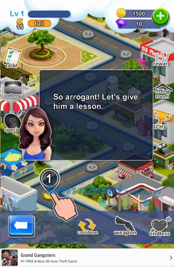 Giao diện chơi game Whack the Boss trên Android