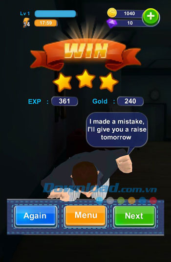 Giao diện chơi game Whack the Boss trên Android