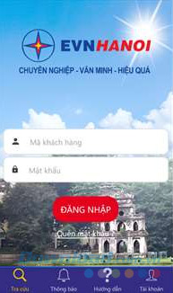 Giao diện đăng nhập EVNHanoi CSKH