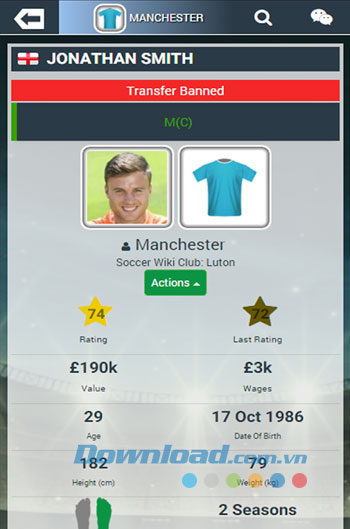 Giao diện trong game Soccer Manager Worlds trên Android