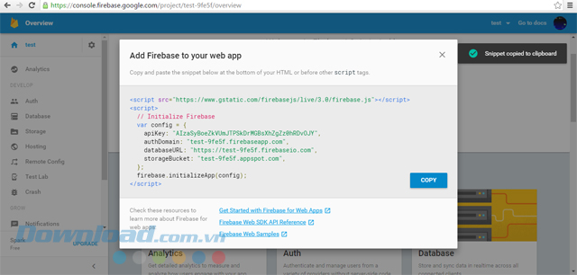 Thêm Firebase vào ứng dụng web