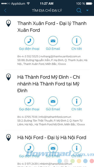 Tìm địa chỉ đại lý xe Ford