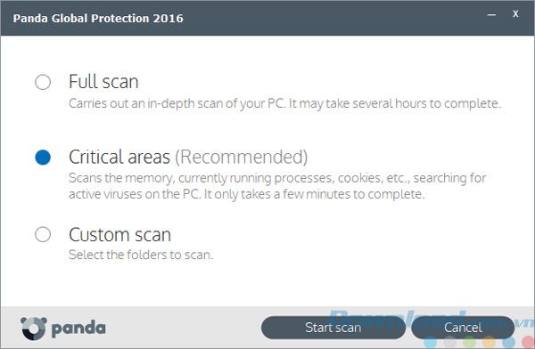 Các tùy chọn quét của Panda Global Protection