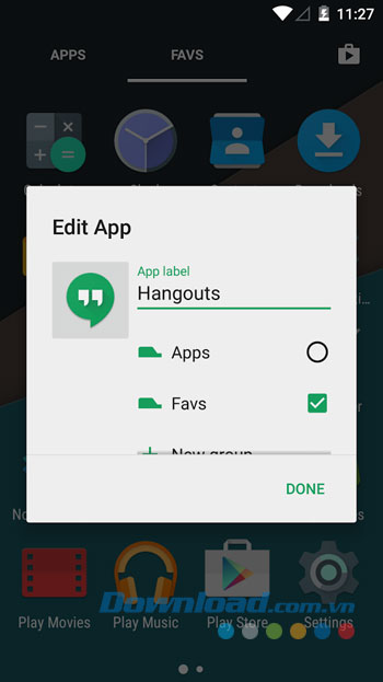 Giao diện cài đặt Nova Launcher Prime trên Android