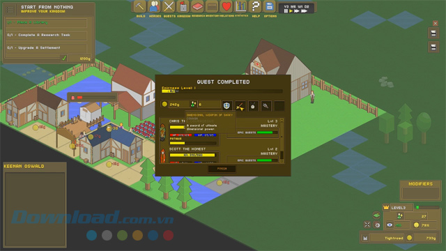 Hoàn thành nhiệm vụ trong game xây dựng thành phố cho máy tính RPG Tycoon