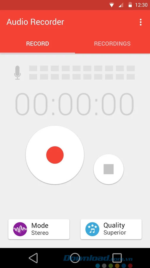Màn hình ghi âm ứng dụng Audio Recorder