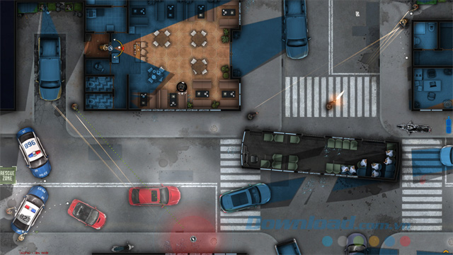 Cảnh sát chiến đấu với tội phạm trong game Door Kickers