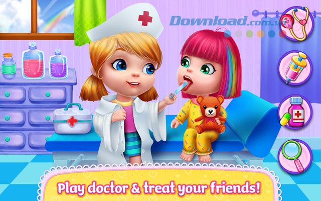 Đi khám bác sĩ và chăm sóc các bé