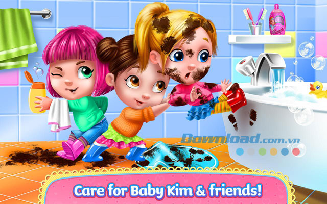 Tắm cho Kim và các bạn của bé