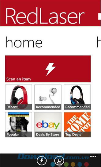 Giao diện ứng dụng RedLaser