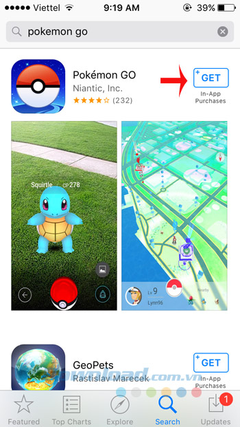 Cài đặt Pokémon Go