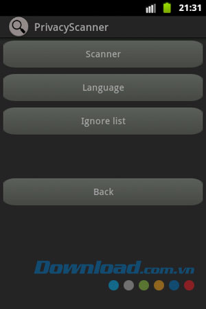 Giao diện sử dụng ứng dụng Privacy Scanner (Antispy) Free Giao diện sử dụng ứng dụng Privacy Scanner (Antispy) Free