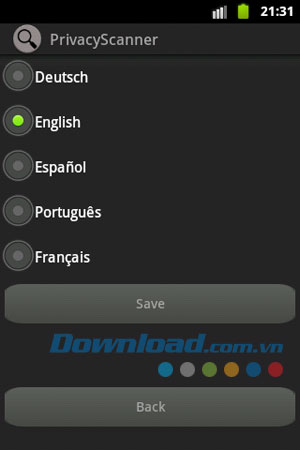 Giao diện sử dụng ứng dụng Privacy Scanner (Antispy) Free Giao diện sử dụng ứng dụng Privacy Scanner (Antispy) Free