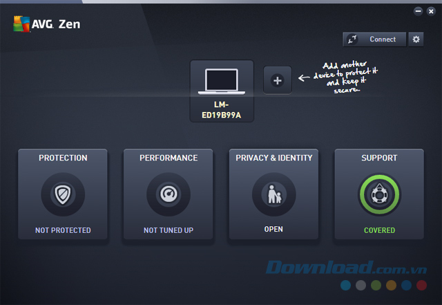 Giao diện Zen của ứng dụng AVG Ultimate giúp dễ dàng sử dụng các tính năng hữu ích