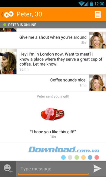 Giao diện sử dụng ứng dụng Twoo trên Android
