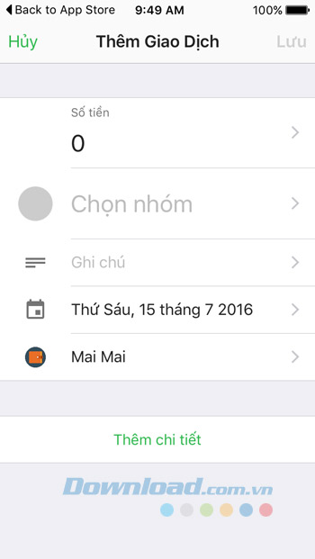 Thêm giao dịch mới