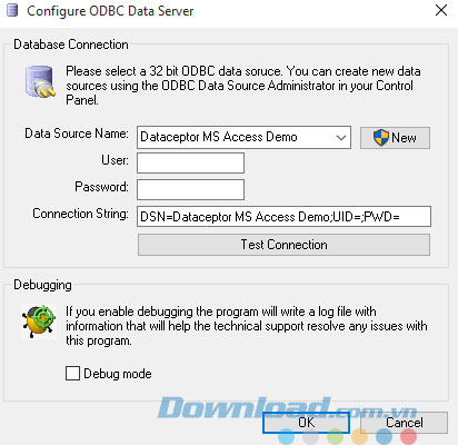 Thiết lập dữ liệu máy chủ ODBC