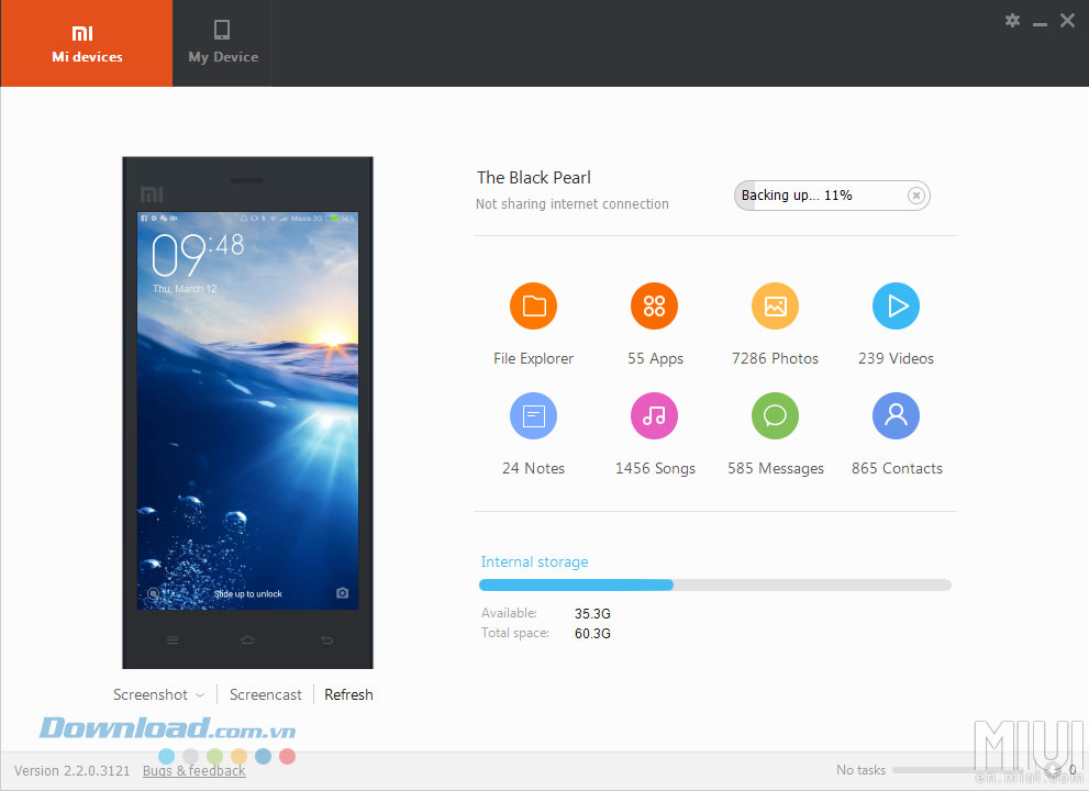 Mi PC Suite - Trợ thủ đắc lực cho người dùng Xiaomi với nhiều tính năng hữu ích. https://st.download.com.vn/data/image/2016/07/19/Mi-PC-Suite-giao-dien.jpg