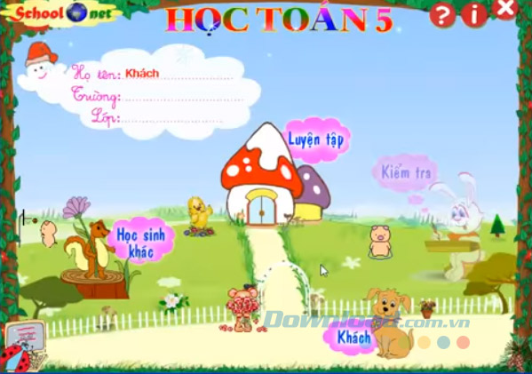 Giao diện chính Học Toán 5