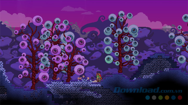 Khám phá khu rừng có nhiều mắt trong game phiêu lưu sinh tồn Starbound