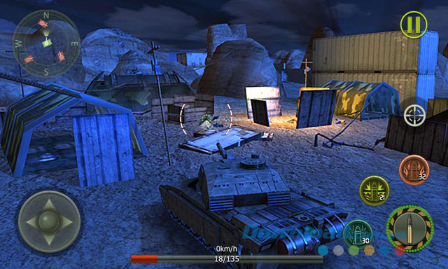 Giao diện chơi game Tank Strike 3D trên Android